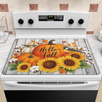 Fall Stove Top Cover for Electric Stove 28" x 20" Autumn Sunflowers Pumpkin Glass Flat Heat-Resistant Top Stove Mat for Kitchen Ceramic Countertop Oven Induction Cooktop by KIYIYZER