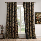 StangH Gold 100% Blackout Floral Velvet Curtains 108 Inch 2 Panels - Image 7