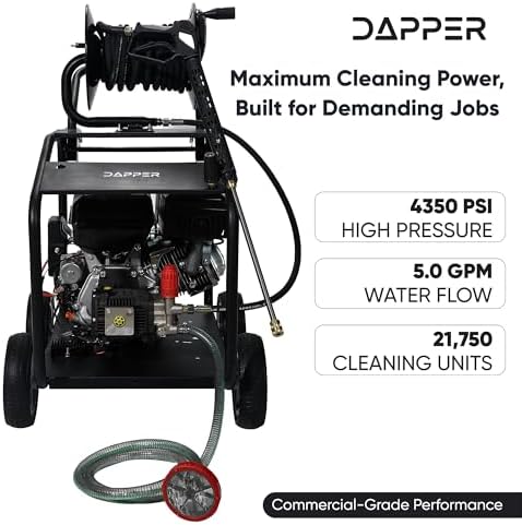 Dapper Supply 4350 PSI Cold Water Gas Pressure Washer, 5.0 GPM, 50 ft Hose, Electric Start, Water-Cooled Triplex Pump, 49-State Compliant - Image 2