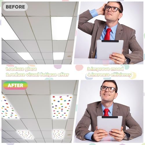 6Pcs Classroom Fluorescent Magnetic Light Covers,2x4 FT Colorful Polka Dot - Image 5