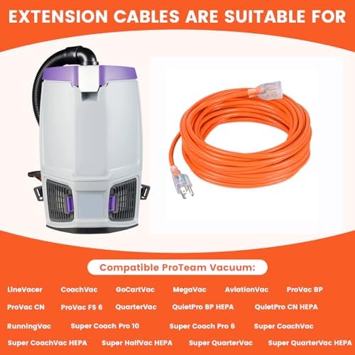 50FT 101678 Extension Cord Compatible with ProTeam Backpack Vacuums - Image 5