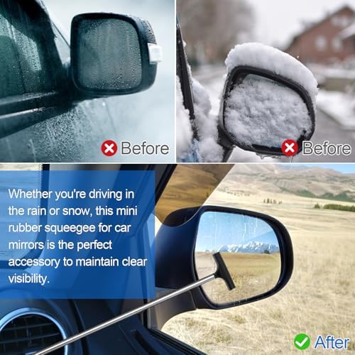 2 Pcs Car Mirror Wiper, 38.6in Handle Car Side Mirror Squeegee, Car Mirror Squeegee, Side Mirror Squeegee, Mini Squeegee for Rainy Foggy Weather - Image 4