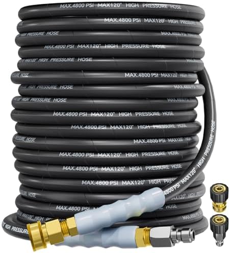 3/8" 4800PSI Pressure Washer Hose 100FT Swivel Quick Connect by TechSweeppro