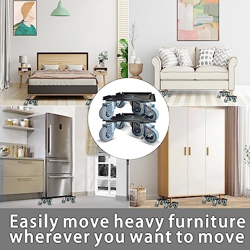 Furniture-Dolly-Furniture-Movers-with-5-Wheels, Furniture Sliders Large Size Carbon Steel Panel Lifter Tool for Moving Heavy Furniture, Furniture Dollies with 2 Brakes, Max Capacity 3335 Ibs - Image 6