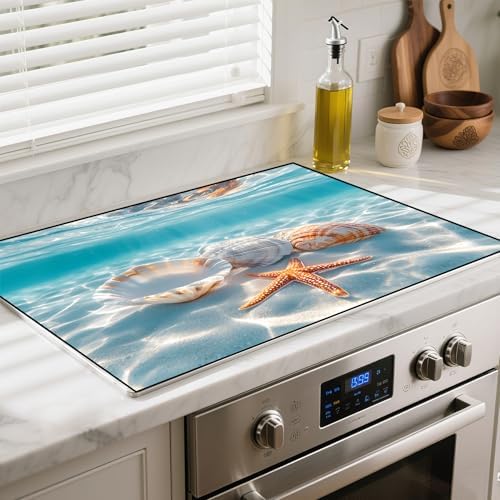 Heat-resistant Stove Top Cover - 28.5" X 20.5" Cooktop Protector Covers, Scratch-resistant Washable Pad Kitchen Countertop Mat (Sky, 30" x 21") by BSFHH