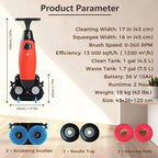 Portable Commercial Floor Scrubber, 360° Rotating Walk-Behind Mini Floor Cleaner, 16.9" Wide for Wood, Vinyl, Terrazzo, PVC, Marble - Professional Cleaning Machine,Red - Image 6