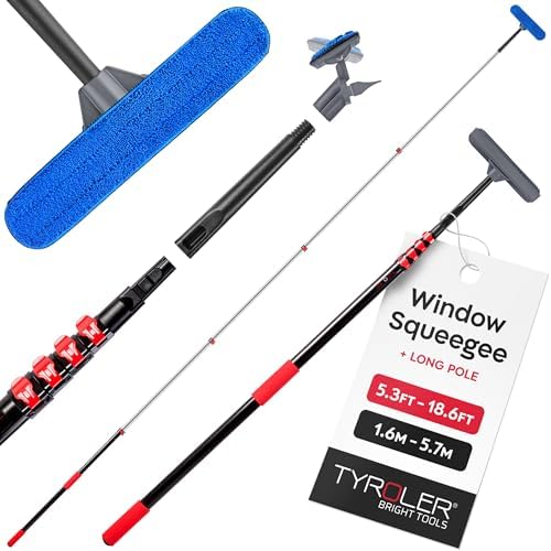 Tyroler Professional Window Squeegee with Extension Pole 6-19 ft by TyrolerBrightTools
