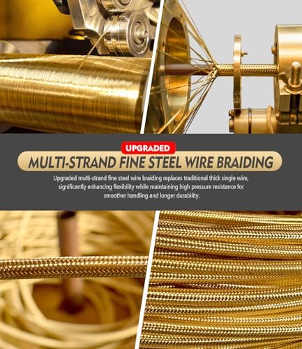 3/8" 4800PSI Pressure Washer Hose 200FT with 360° Swivel Quick Connect, Flexible & Kink Resistant Steel Wire Braided & Durable for Hot/Cold Water, High Power Washer Hose With M22 14mm Adapter - Image 6