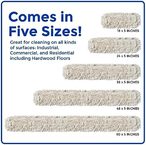 Nine Forty 24" Premium Cotton Dust Mop Kit - Heavy Duty Mop Head with Wood Handle for Industrial, Commercial, and Residential Cleaning - Dry Floor Duster for Hardwood Surfaces - White - Image 4