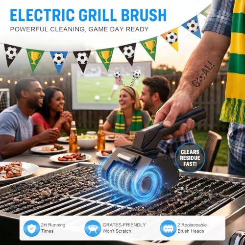 Electric Grill Brush, 2-in-1 Cordless 304 Steel BBQ Grills Cleaner - Image 2
