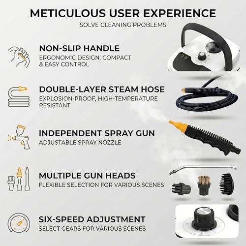 2500w Handheld High-Temperature Pressurized Steam Cleaner High Pressure Temperature Multi Purpose Heavy Duty Portable with Attachments for Car Engine Home Multi-surface 1000ml(Red) - Image 5