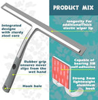 14 Inch Silicone Shower Squeegee for Glass Doors with Hook - Streak-Free Window Cleaner for Bathroom, Mirror, Tile & Car, No Scratch Squeegee with Metal Core (Gray - Image 3