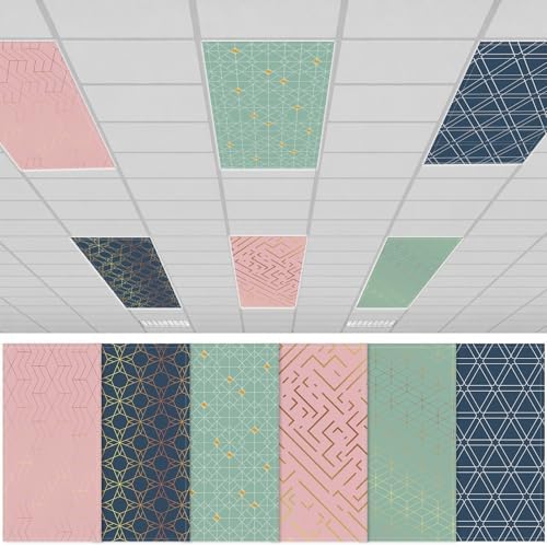 6pcs Classroom Fluorescent Magnetic Light Covers,2x4 FT Geometric by Hallswl