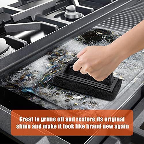 HaSteeL Griddle Cleaning Kit, 7PCS Flat Top Grilling Cleaner Tools Set, Metal Dough Scraper, Cleaning Brush with Handle, Scouring Pads for BBQ Cast Iron Kitchen Cookware Stovetops Hot & Cold Surfaces - Image 4