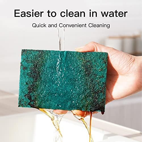 Heavy Duty Scour Pads Sponge Dish Scrubber Non-Scratch Green Reusable Household Scrub Pads for Kitchen and Dish Cleaning Tool (20Pcs Sponge+3Pcs Clean Towel) - Image 5
