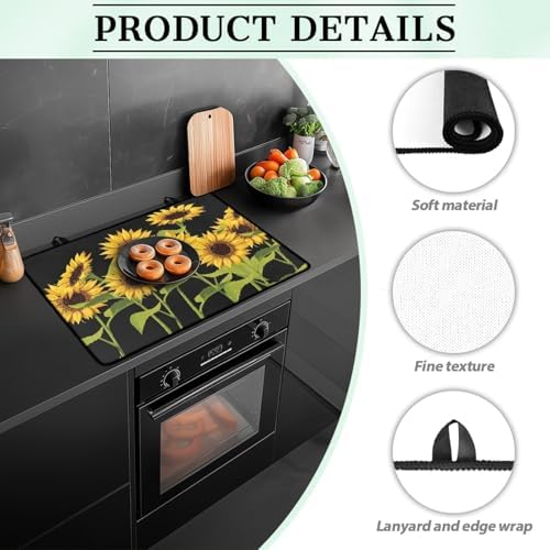 Wildflower Sunflower Print Stove Top Cover for Electric Stoves - Image 6