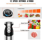 MEGAWISE 3-in-1 Immersion Hand Blender, 12 Speeds, Titanium Blades, Black - Image 3