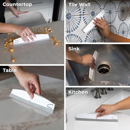 Zadro Silicone Squeegee with Hanging Hook Water Blade for Cleaning Kitchen Countertops Sink Bathroom Shower Mirrors Glass Car Windows Wiper Scraper Flexible Waterblade Cleaner Tool (2, White/Gray) - Image 4