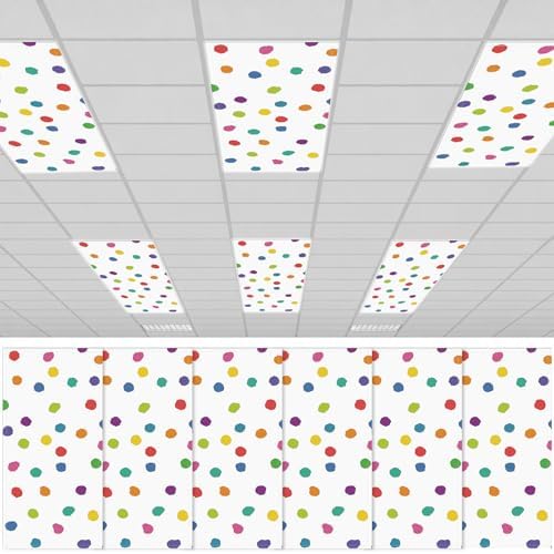 6Pcs Classroom Fluorescent Magnetic Light Covers,2x4 FT Colorful Polka Dot by Hallswl