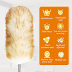 Lambswool Duster with Extendable Handle up to 88.58 in, Natural Feather Dusters Long Pole Stainless Steel, Fluffy Feather Duster for Cleaning High Floor Ceiling Fans, Window Blinds Shelves, Furniture - Image 4