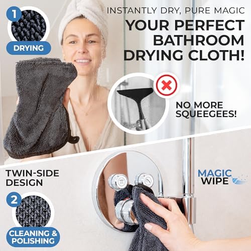 Magicwipe® Bathroom Drying Cloth XL (40×60 cm, 2 Pack) – Removes Limescale & Hard Water Stains in Seconds with Just Water – Streak-Free for Shower Glass & Tiles – Reusable Microfibre Cloth - Image 2