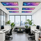 6 Pcs Fluorescent Light Covers for Ceiling Lights abstract stained glass mosaic purple violet Magnetic Decorative Shade Filters 4x2 ft for Classroom Office Hospital Decor - Image 6