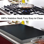 Stainless Steel Gas Stove Top Cover, Noodle Board Cooktop Cover, Kitchen Organizer for Gas and Electric Stove Range Expanding Kitchen Space, Large Size 30"x 22"x3", Black - Image 6