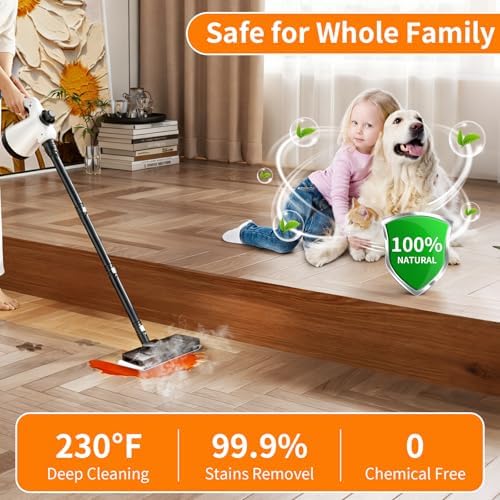 Steam Mop, Detachable Steam Cleaner 16-in-1 Lightweight Handheld Steamer for Hardwood Floors, Home, Tile, Clothes, Windows Cleaning - Image 3