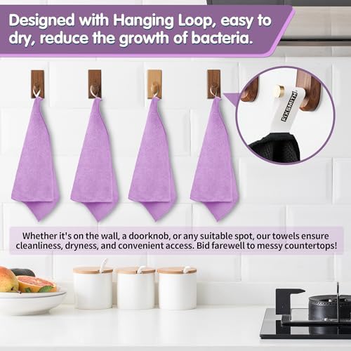 FIXSMITH Purple Microfiber Cleaning Cloth -Pack of 8, Highly Absorbent Cleaning Rags, 16"X12" All Purpose Cleaning Towels for Housekeeping, Kitchen, Car, Lint Free and Reusable Microfiber Towels - Image 4