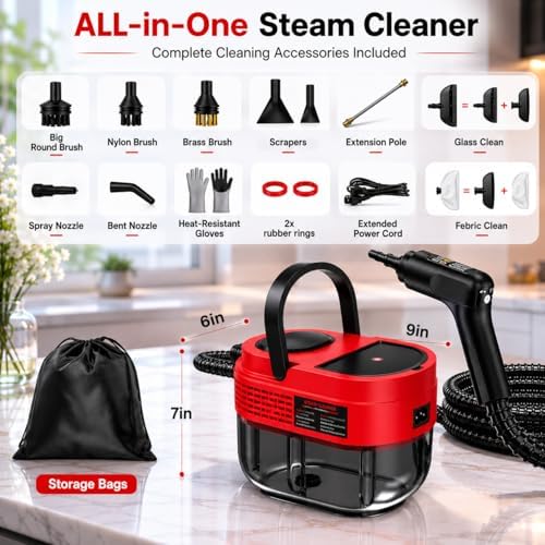 Handheld Steam Cleaner for Home, 2500W High Pressure Steam Cleaner for Car Detailing, 3 Steam Levels, 1600Ml Tank, High Heat Steamer for Bed Bugs, Couch, Furniture, Kitchen, Bathroom, Floors - Image 5