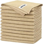 FIXSMITH Beige Microfiber Cleaning Cloth -Pack of 12, Highly Absorbent Cleaning Rags, 16"X12" All Purpose Cleaning Towels for Housekeeping, Kitchen, Car, Lint Free and Reusable Microfiber Towels by FIXSMITH