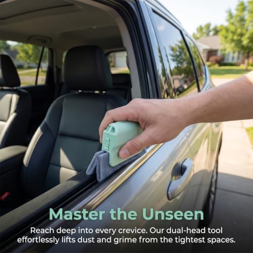 2PCS Magic Car Window Track Cleaner Tool Set, Green&Gray - Image 6