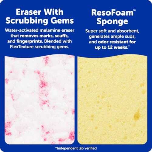 Scrub Daddy Eraser Mommy Sponges 45x - Water-Activated Cleaning Sponge with FlexTexture Scrubbing Gems - 3-in-1 Erase, Scrub, Wipe Tool for Walls, Doors, Baseboards, Hard Surfaces (6 Count) - Image 3