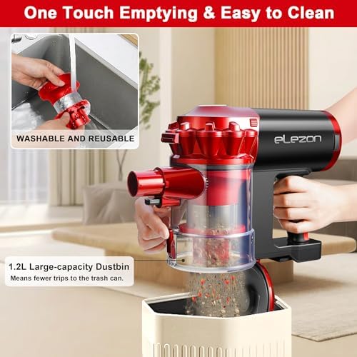 elezon A200 Cordless Vacuum Cleaner, Stick Vacuum with Powerful Suction, Max 38 Mins Runtime, Rechargeable Battery, HEPA Filter, Portable Lightweight Vacuum Cleaners for Home, Hard Floor, Pet Hair - Image 6