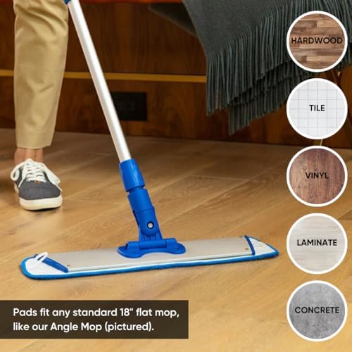 Microfiber Wholesale 18 inch Microfiber Mop Pads - Machine Washable, Reusable, Refills & Replacement Wet Mop Heads Compatible with Any Microfiber Flat Mop System (18 Pack) - Image 5
