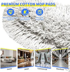 29.5" Commercial Dust Mop for Floor Cleaning,Heavy Duty Floor Duster with 2 Cotton Reusable Mop Pads,61” Long Handle Wet Dry Flat Mops for Hardwood Floors,Marble, Laminate,Tile,Concrete,Garage (Blue) - Image 5