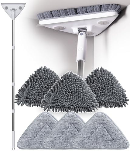 Wall Cleaner Mop with Long Handle, Dust Mop with 6 Reusable Pads by POPMOP