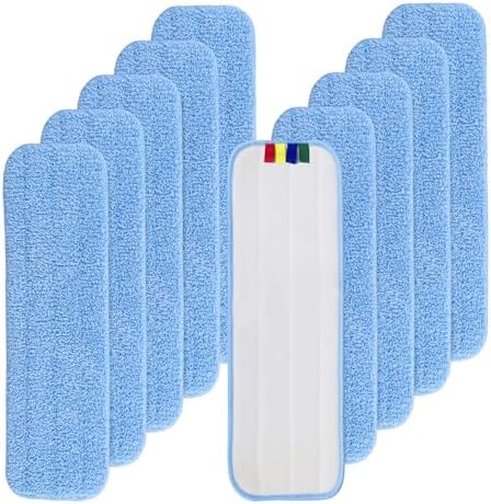 Replacement Microfiber Pad Fit for Rubbermaid Commercial 18 Inch Mop Head - 10 Pack Update Wrapping Wet & Dry Commercial Cleaning Reusable Refills Fit for Any Microfiber Flat Mop System 18" by BeiLan