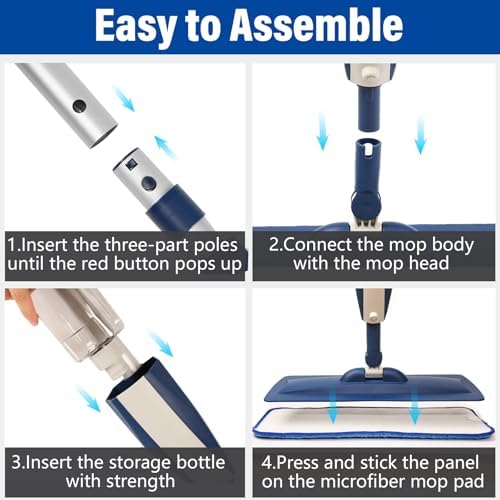 Wet Spray Mop for Floor Cleaning with 14 oz Bottle & 3 Microfiber Pads - Image 7