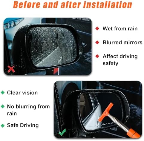 Dickno Car Side Mirror Squeegee, 35.6'' Retractable Rearview Mirror Wiper, Mini Portable Auto Window Squeegee Cleaner, Universal Vehicle Glass Cleaning Tool for Rainy Foggy Weather (Orange) - Image 4