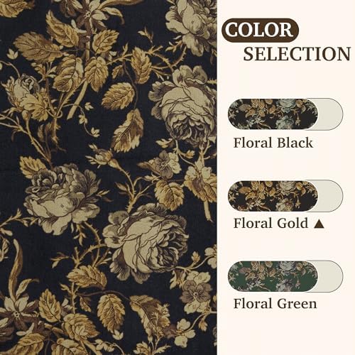 StangH Gold 100% Blackout Retro Floral Velvet Curtains 96 Inch 2 Panels - Image 7