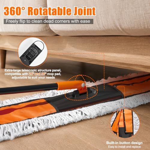 24" & 36" Commercial Dust Mop for Floor Cleaning, 2-in-1 Floor Duster - Image 3