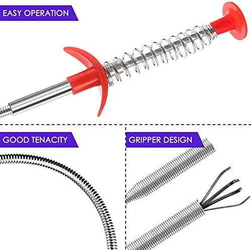 Drain Clog Remover - Gutter Cleaning Tools Drain Cleaner for Toilet Sewer Shower Kitchen Bathroom Tub Clogged Drains Opener Cleaning Tool, Flexible Grabber Claw Pick Up Reacher (7-in-1) - Image 6