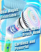 Electric Spin Scrubber, Cordless Shower Spin Scrubber with Dual Speed, 6 Replacement Brush Heads & Adjustable Extension Arm, 2H Bathroom Scrubber, Power Spin Scrubber for Bathroom Car Floor Grout Sink - Image 6