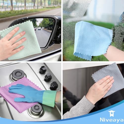 Niveaya 24 Pack Reusable Fish Scale Cloth, Microfiber Glass Cleaning Cloth - Image 5