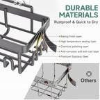 Veken Rustproof & Waterproof Shower Caddy 6-Pack, No Drilling Adhesive Shelves Rack with Soap Holder, Large Capacity Bathroom Organizers and Storage, Wall-Mounted Kitchen & Home Decor, Dark Grey - Image 4