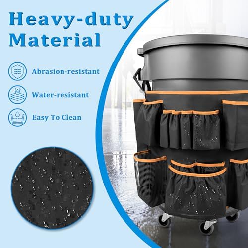 HODRANT Trash Can Caddy Bag with 13 Pockets Fit 32-55 Gallon Garbage Bin - Image 5