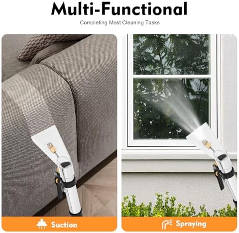 Professional 3-in-1 Carpet Cleaning Machine and Floor Cleaner with 10.56Gal Tank | 1049W Powerful Suction | Stainless Steel Water Sucker for Home & Commercial Use (Silver+Black) - Image 4