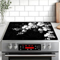Stove Top Cover Retro Flower Gas Stove Top Cover for Home Decoration Kitchen Pad Non-Stick Washable Cooktop Covers Countertop Protector Keep Stove Clean 28"x20" (White flower-2) by BVBOX