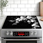 Stove Top Cover Retro Flower Gas Stove Top Cover for Home Decoration Kitchen Pad Non-Stick Washable Cooktop Covers Countertop Protector Keep Stove Clean 28"x20" (White flower-2) by BVBOX